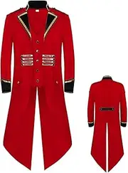 Men's Medieval Tailcoat Jacket | Halloween Steampunk Costume,Vintage Victorian Uniform Middle Length Punk Coat for Masquerade Gothic Vampire Costume Catcoq