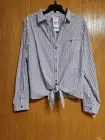 Lavender & Bright White Gingham Plaid Long or 3/4 Sleeve Top. XXL. Cute.