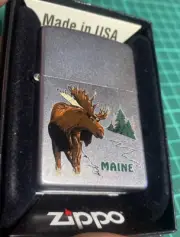 Brand New Vintage 2000 Zippo Lighter – MAINE Deer Design Oil Lighter collection