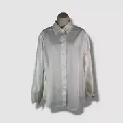 Victoria Beckham Womens White Poplin Pleated Button-Up Blouse Shirt Top Size 8