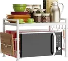 Expandable Microwave Oven Rack, 2 Tier Kitchen Countertop Shelf, Large Stand wit