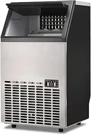 Maxkon Freestanding Ice Maker Freestanding, Commercial Ice Machine, 60kg/Day, Stainless Steel Ice Machine with 15kg Capacity, Ideal for Restaurant, Bars, Home and Offices, Includes Scoop
