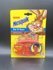 Nestle Nesquik Sip 'R Eyes Drinking Straw Glasses Red - New, Sealed