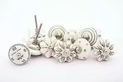 JGARTS 10 White Ceramic Knobs Drawer Knob Door Handle Cabinet Puller Kitchen Drawer pulls