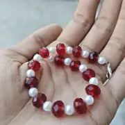 AAA Genuine Red Spinel Beads Pearl Faceted Round Pearl Beads Beaded Bracelet