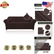 Soft Stretch Sofa Cover in Brown - Ideal for Families and Pets, Machine Washable