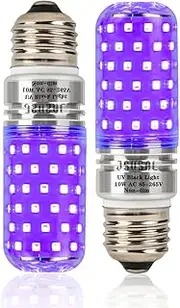 JSVSAL LED Black Lights Bulb Non-dimmable,10W Blacklight 100W Equivalent, AC 85-265V E27 Base,UVA Level 395-400nm,Glow in The Dark for Body Paint,Blacklights Party,Fluorescent Poster (2-Pack)