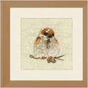 Whimsy Wings Cross Stitch Kit - Fluttering Sparrow Design, 4"X4" 14 Count