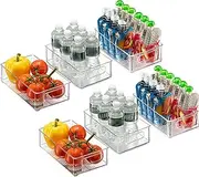 GBACHOOSE 6 Pack Fridge Storage Containers, 3 Sizes Fridge Storage Organiser with Handle, Stackable Fridge Organisers Fridge Drawer Organiser for Kitchen, Pantry, Cabinets