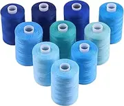 Mardatt Sewing Thread Kit, 10 Colors Polyester Threads 1000 Yards Per Polyester Thread Spools, Handy Polyester Sewing Threads Bobbins Sewing Threads Set for Hand Stitching Quilting(Blue)