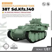 SS87727 HO Scale Military Model German 38T Sd.Kfz.140 Flakpanzer Tank 3D RESIN
