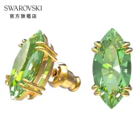 在飛比找momo購物網優惠-【SWAROVSKI 官方直營】GEMA 淡金色綠水晶耳環 