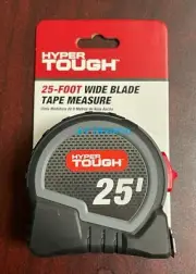 HYPER TOUGH 25-Foot High-Visibility WIDE BLADE TAPE MEASURE with Dual-End Hook