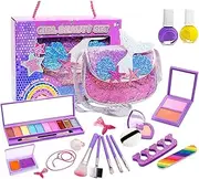 Mihauuke Toddler Makeup Set - 19x Toddler Play Makeup Set - Washable Make Up Toy, Real Makeup Girls Toy for Birthday Christmas Kids 3 4 5 6 7 8 9 10 11 12 Years Old