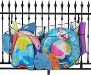 Pool Storage Net, Water Lounger Holder, Foldable Space-Saving Toy Net with Bandage for Fence Debris Removal Poolside Organization Beach Backyard Indoor
