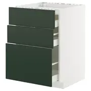 METOD / MAXIMERA base cab f hob/3 fronts/3 drawers, white/Havstorp deep green, 60x60x80 cm