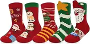 [Kyopp] 10 Pairs of Socks Kids Girls and Boys Funny Animals Cotton Socks Crew Socks Winter/Summer, christmas snow globe, 25-28