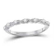 14k White Gold Round Diamond XOXO Stackable Band Ring 1/8 Cttw