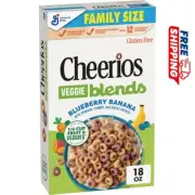 Cheerios Veggie Blends Breakfast Cereal, Blueberry Banana Flavored, Family Size