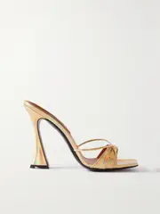 [D'ACCORI] D'ACCORI - Lust Iridescent Metallic Leather Mules - Gold - IT38.5 IT 38.5 Gold