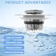 Bathroom Bathtub Stopper Pop Up Sink Stopper with Filter Basket Sink Plug--