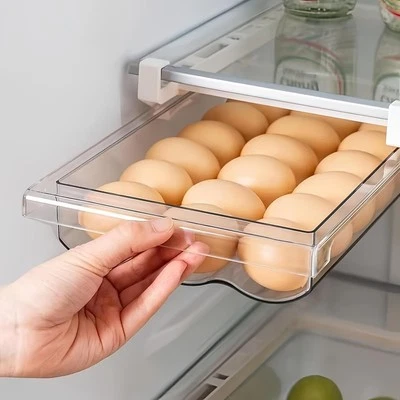 KILOW Refrigerator Eggs Storage Box Plastic Food Storage Container Pull-out Draw
