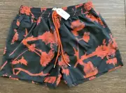 PAUL SMITH Men LARGE Swim Short Black/Orange Floral Screen Print NWT $175 USD