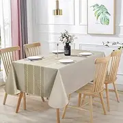 Vonabem 100% Waterproof Rectangle PVC Tablecloth, Vinyl Table Cloth Cover Oil Proof Spill Proof Wipeable Plastic Table Cloths for Indoor and Outdoor Use(Coffee, 52X70IN)