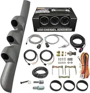 GlowShift Diesel Gauge Package for 1998-2002 Dodge Ram Cummins 1500 2500 3500 - Tinted 7 Color 60 PSI Boost, 2400 Pyrometer EGT & 30 PSI Fuel Pressure Gauges - Gray Triple Pillar Pod w Speaker Cutout