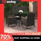 Garden dining set 5 piece black cream white cushions weather-resistant 80x80 978