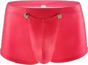 [OYUEGE] Men Shiny Liquid Metallic Underwear Bikini Swimsuit Boxer Brief Trunks Pink M