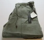 Nicole Miller New York Women's Linen Blend Vintage Look Green Cargo Pants Size L