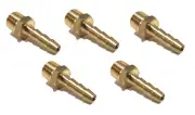 (5 Pack) 3/16 HOSE BARB X 1/8 MALE NPT Brass Fitting NPT Gas Fuel Water Air