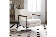 Denmark Arm Chair Polyester Fabric Upholstery Wooden Structure Solid Foam Black Metal Legs