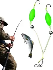 Fishing Hooks Kit,Double-Hook Reverse Bottom Rig | Multiple Size Rig Impacts Resistant Design for Freshwater Saltwater Trout Versatile Angling Adventures