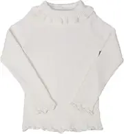 [JELEUON] Little Kids Girls Long Sleeve Sweater Sweaters High Neck Ruflle Fine Knit Sweatshirt Pullover