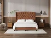 My Style Winged Headboard & Slimline Base - King / Gingerbread / Drawer Base