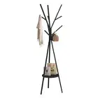 Metal Coat Rack Free Standing with 9 Hooks for Clothes Hats Scarves-Black AU