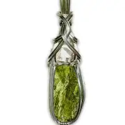 Genuine Moldavite Crystal - Large Herkimer Diamond Necklace Pendant - High Vi...