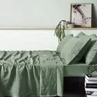 Vintage Design Homewares 100% Linen Sage Sheet Set SUPER KING