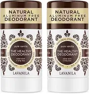 Lavanila Pure Vanilla Deodorant for Women 2-Pack (2 Oz Each) - Natural Aluminum Free Solid Stick Deodorant, Made In USA, Vegan