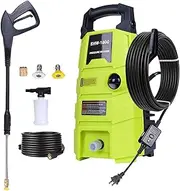 [runinmist] Electric Pressure Washer, 1800 PSI 1.6 GPM with 20 Feet Hose and 35 Feet Power Cord, Three Nozzles, 0.4L Soap Bottle for Driveways, Patio, Garden