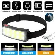 COB LED Headlamp Head Torch Lamp USB Rechargeable Headlight Work Flashlight IPX5