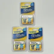 3 Pack - Brother P-Touch Label Maker M-Tape 1/2 inch - BLACK on WHITE -- M-231