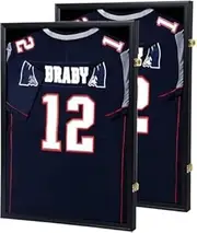 Jersey Display Frame Case Lockable,Sport Jersey Shadow Box with UV Protection,Large Sports Jersey Showcase Box for Football Basketball Baseball Hockey Black (2Pack)