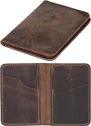 [Lupinny] Leather Slim Wallet, Credit Card Holder, Bifold, Minimalist, Front Pocket, Small Thin, Travel Wallet for Men and Women, Chocolate Brown, Minimalist