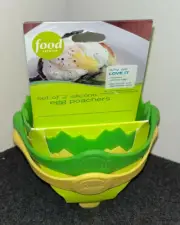 RARE Food Network Silicone Egg Poachers - Egg Basket Style with Handles - NEW