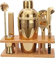 JNWINOG 9Pcs-Cocktail Shaker Set Bartending Kit Cocktail Bar Set Cocktail Mix Drink Making Kit Professional Bar and Home Drink Bar Tools for Bartender (Gold)