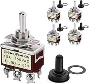 Daiilg 5PCS Momentary Toggle Switch 12V DC 3 Position 30A DPDT (ON)-Off-(ON) 6 Pin Car Toggle Switch with Cover for Car Boat