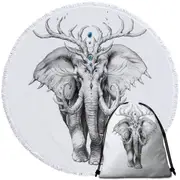 Black and White Scary Elephant Beach Towel